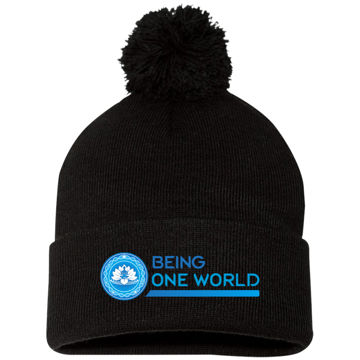 Pom Pom Knit Cap W/Logo