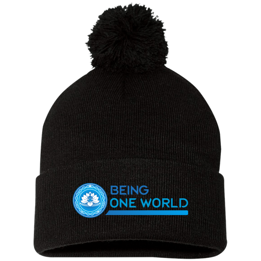 Pom Pom Knit Cap W/Logo