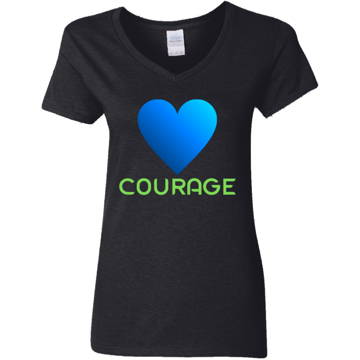 Blue heart - Courage - Ladies' 5.3 oz. V-Neck T-Shirt