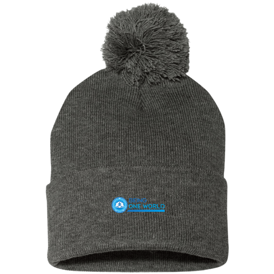 Pom Pom Knit Cap W/Logo