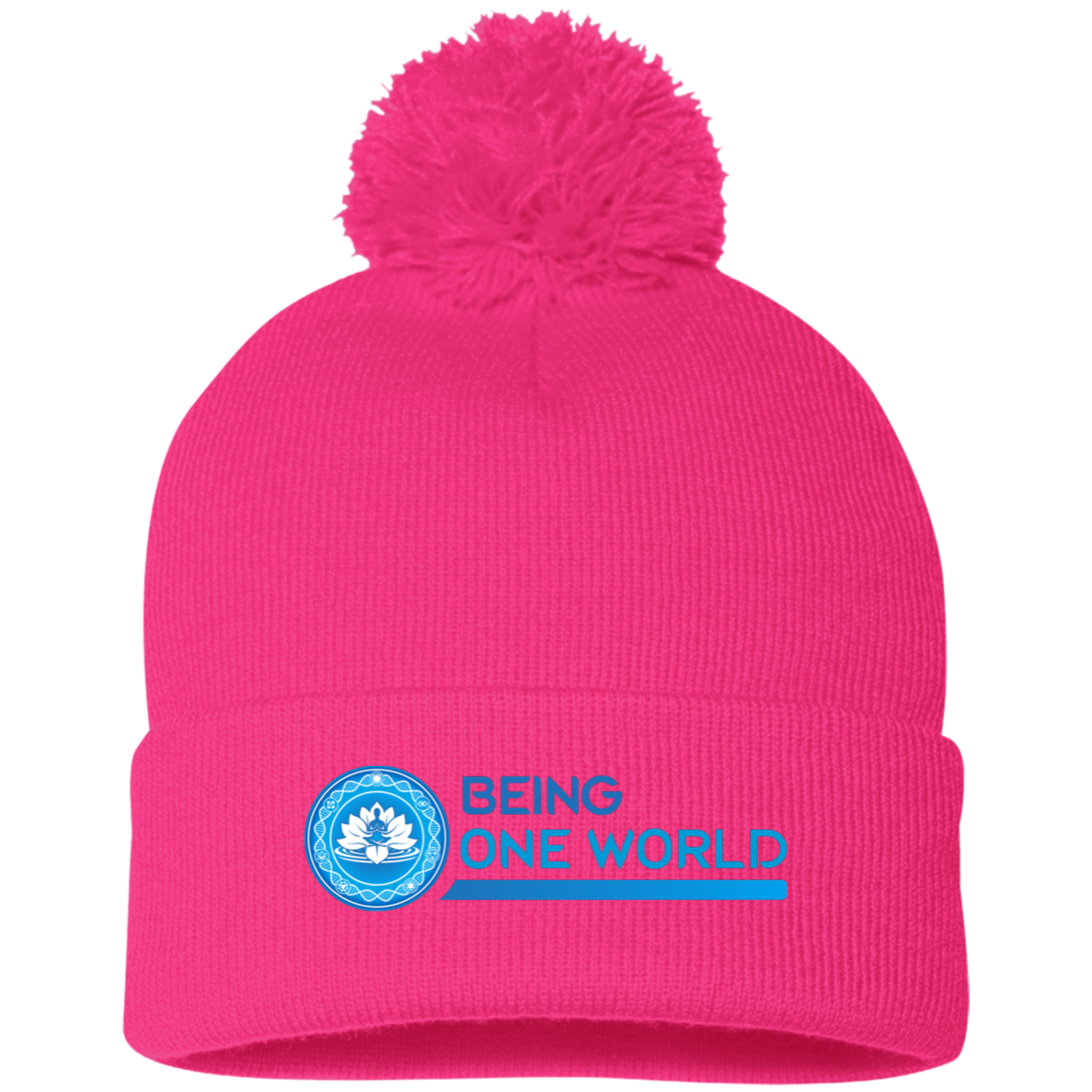 Pom Pom Knit Cap W/Logo