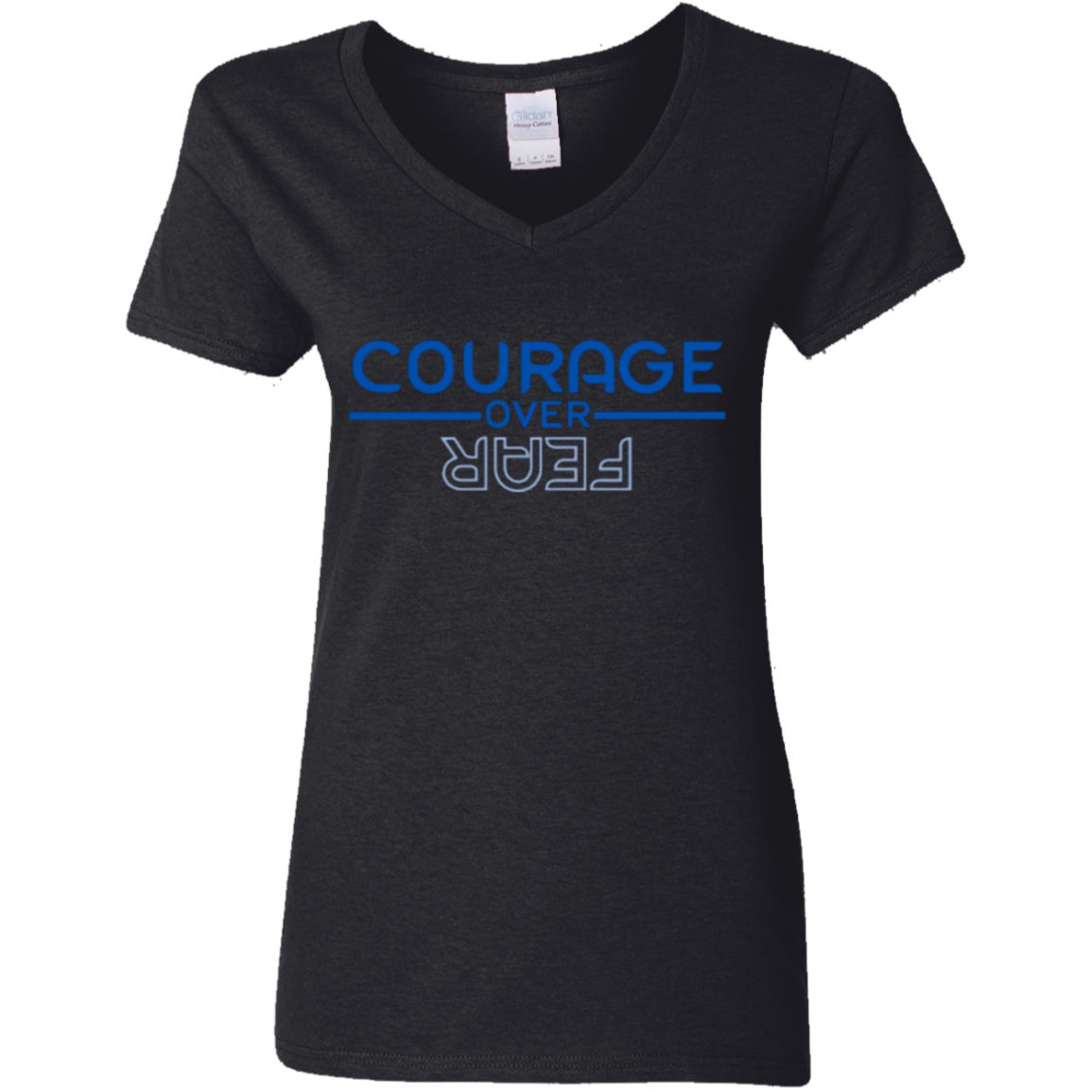 Ladies' 5.3 oz. V-Neck T-Shirt - Courage OVER Fear