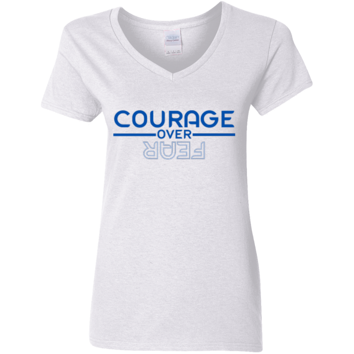 Ladies' 5.3 oz. V-Neck T-Shirt - Courage OVER Fear