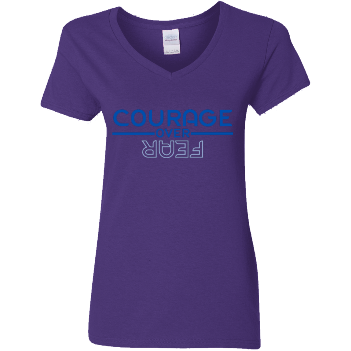 Ladies' 5.3 oz. V-Neck T-Shirt - Courage OVER Fear