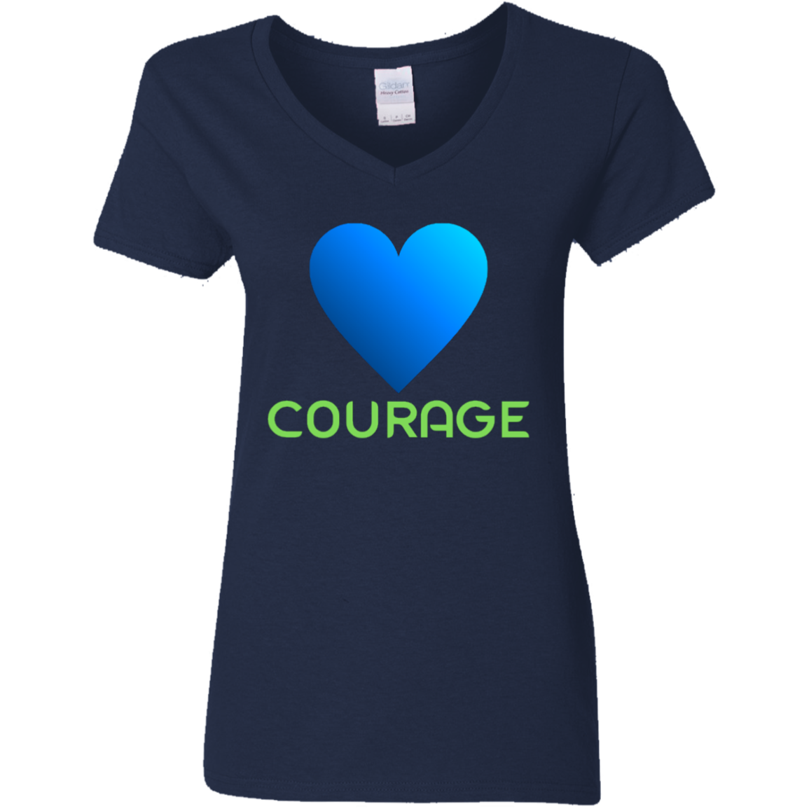 Blue heart - Courage - Ladies' 5.3 oz. V-Neck T-Shirt