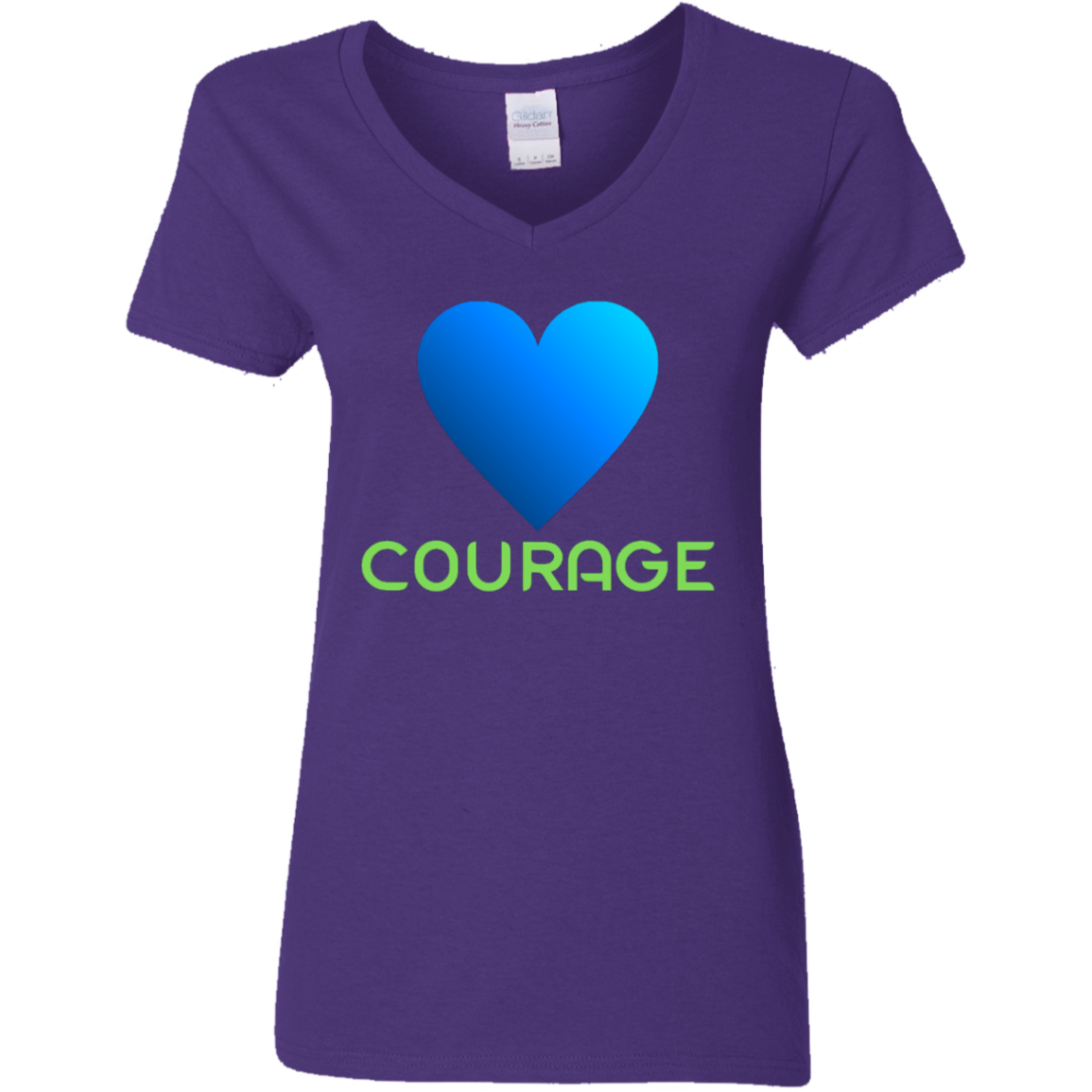 Blue heart - Courage - Ladies' 5.3 oz. V-Neck T-Shirt