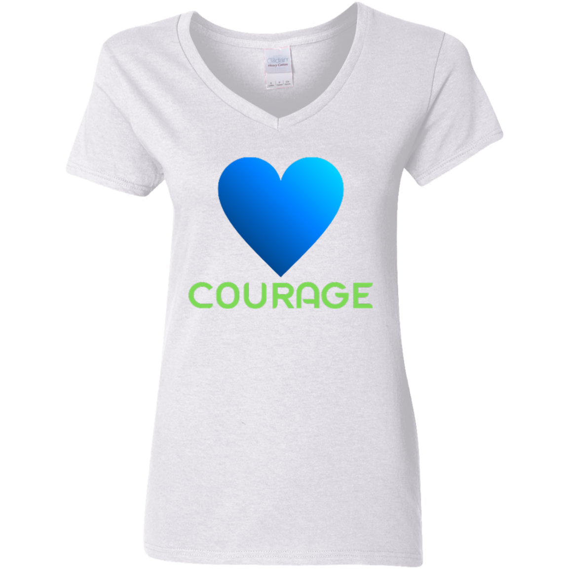 Blue heart - Courage - Ladies' 5.3 oz. V-Neck T-Shirt