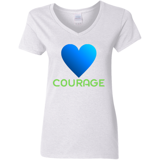 Blue heart - Courage - Ladies' 5.3 oz. V-Neck T-Shirt