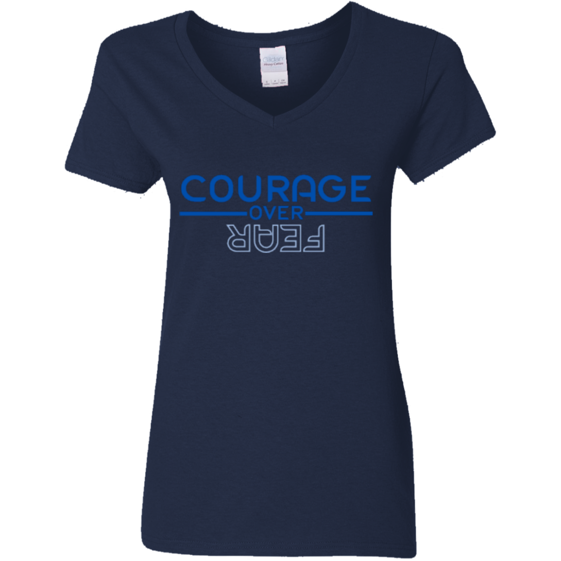 Ladies' 5.3 oz. V-Neck T-Shirt - Courage OVER Fear